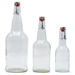Clear EZ Cap Bottles W/ Swing Top - 1 Liter -US Drinks Sales 2024 41008 Clear EZ Cap Bottles Swing Tops three closed